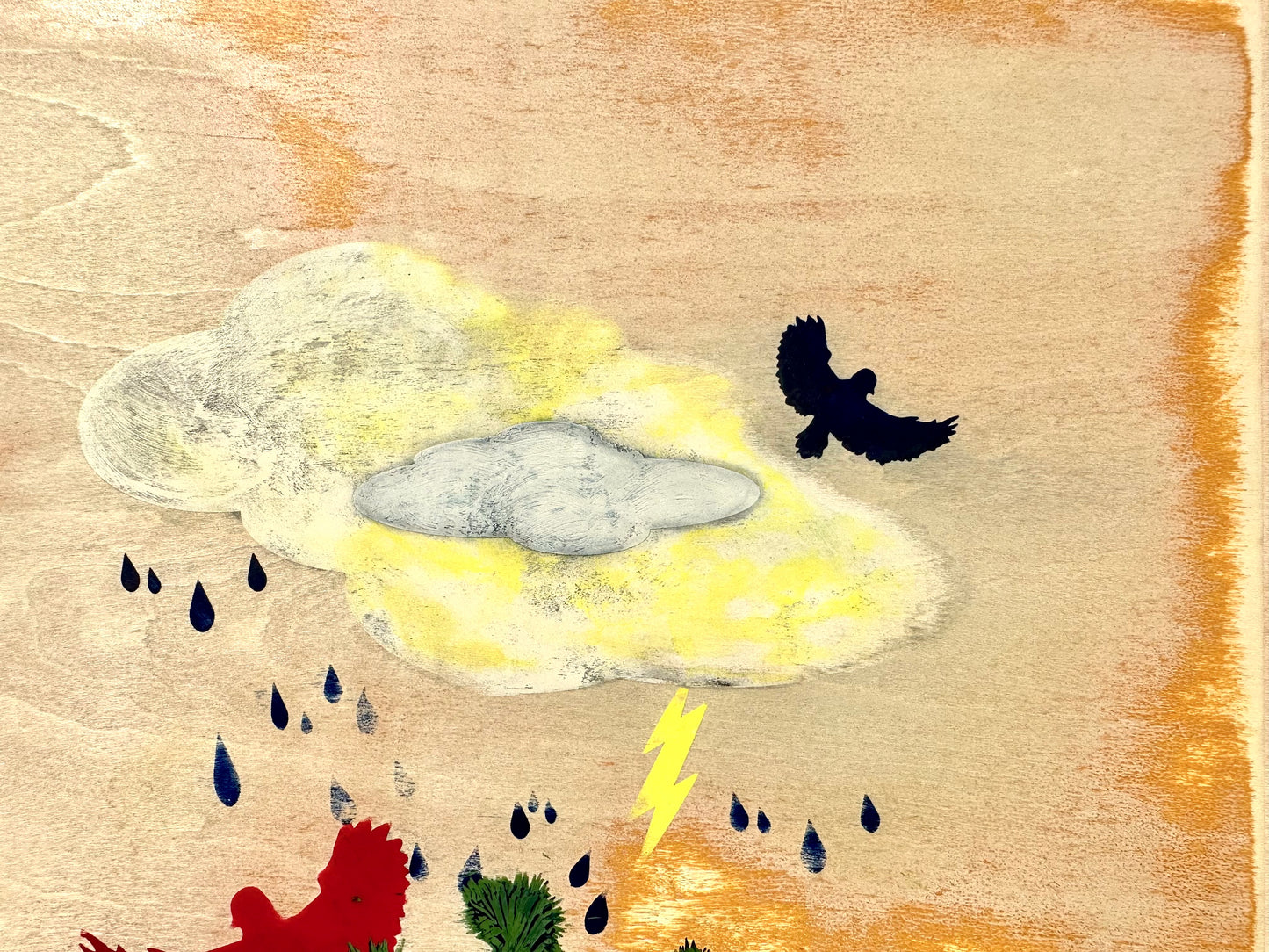 Original Kreaturetown Wood Panel: "The Storm" - 11x14