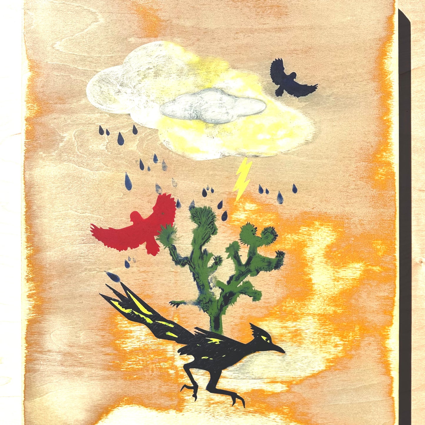 Original Kreaturetown Wood Panel: "The Storm" - 11x14