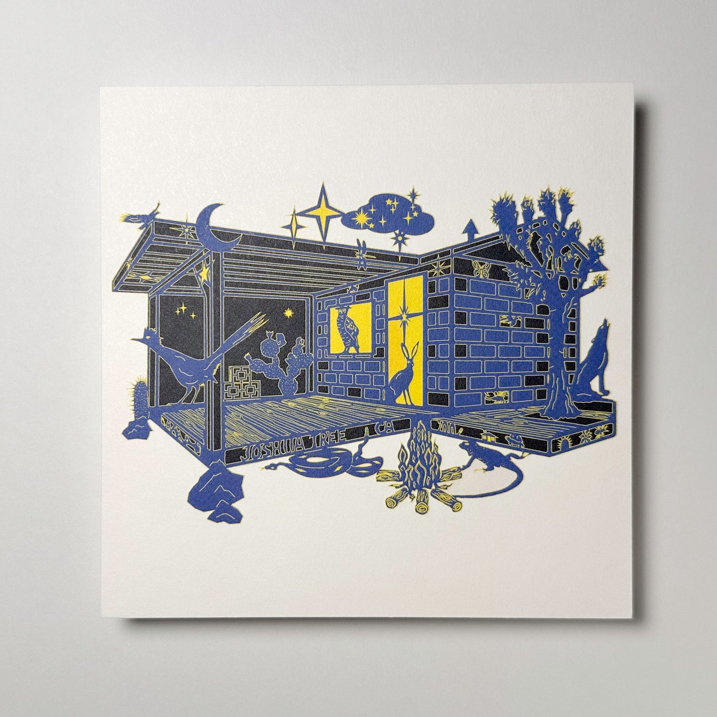 Postcard: Moon & Stars (Blue Cabin & Yellow Stars)