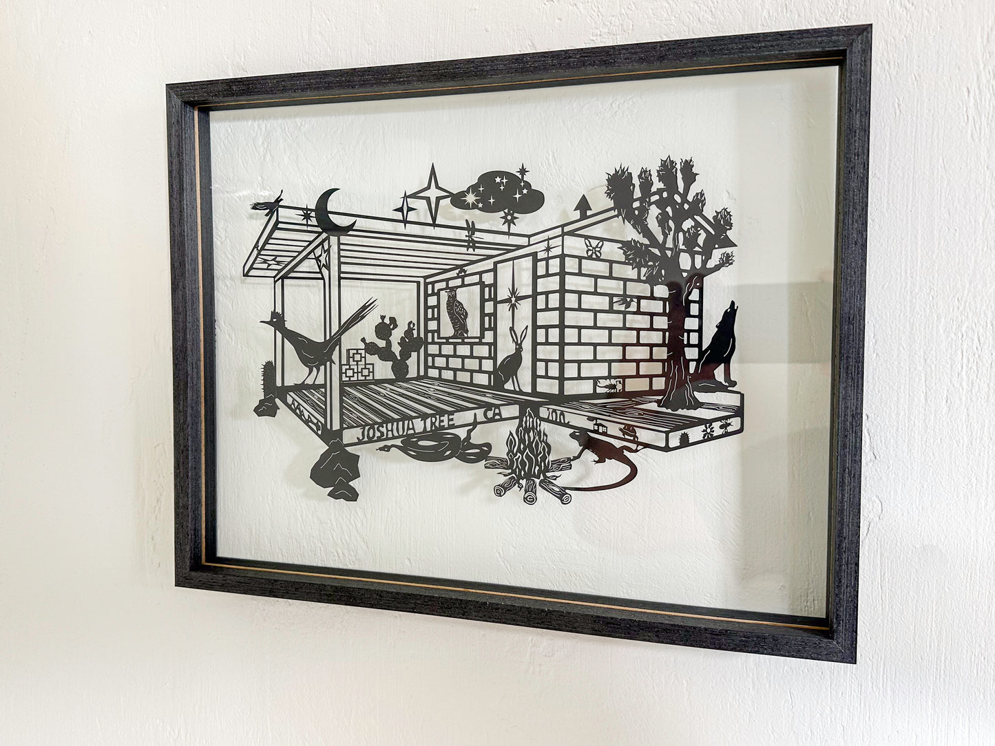 Joshua Tree: Framed-Float "Moon & Stars" - Large Cut Paper